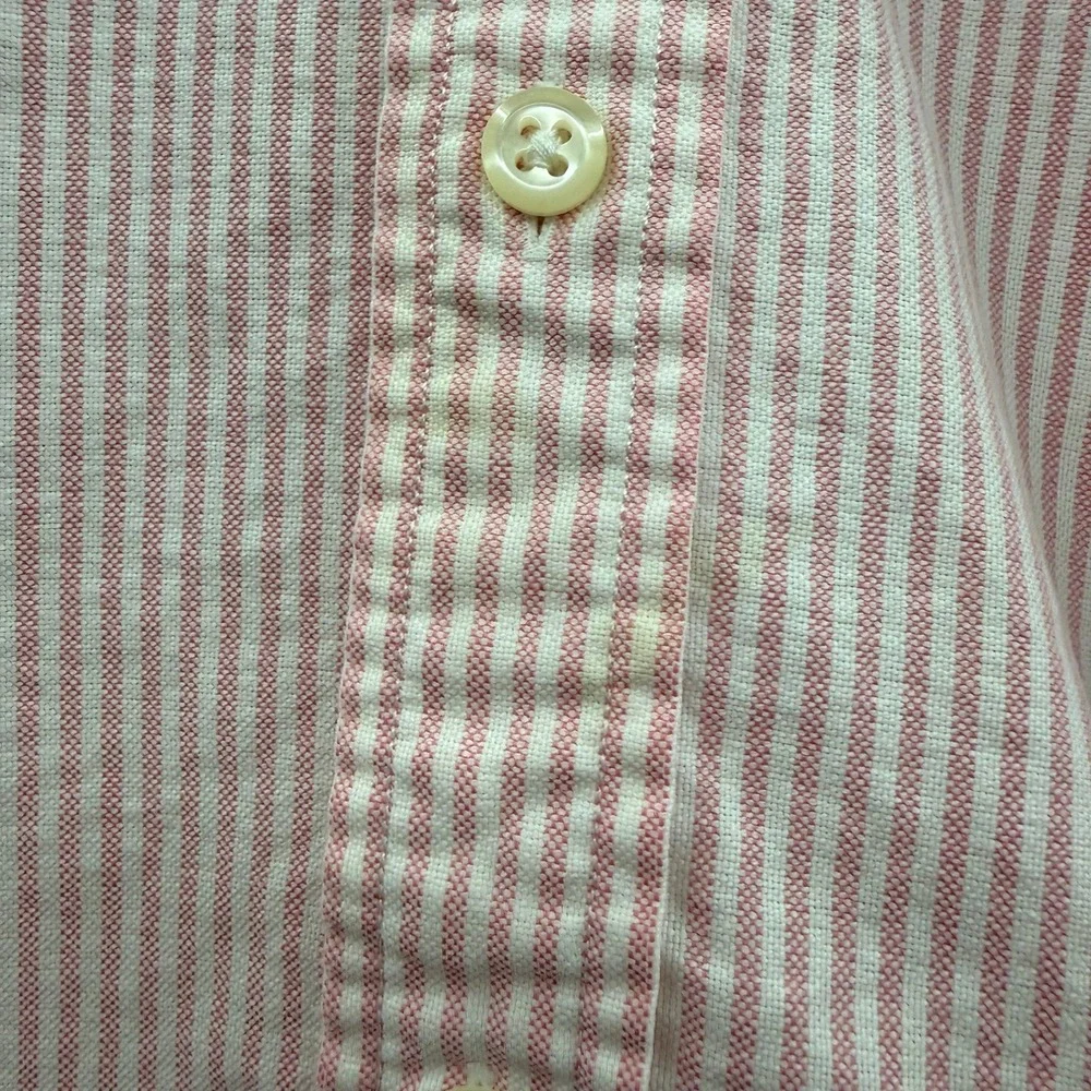 Ralph Lauren sport   Boys Size 16 Pink White Striped Oxford Button Up Shirt